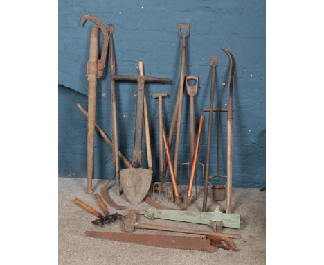 A large collection of vintage tools. Includes garden tools etc.  