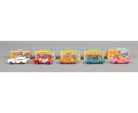 A collection of boxed Matchbox Superfast diecast vehicles. To include No. 69: Rolls Royce Silver Shadow, No. 46: Mercedes 300