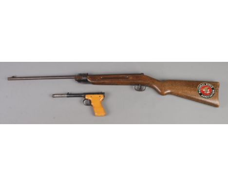 A Diana MOD .025 .177cal break barrel air rifle, together with a Diana MOD 2 'pop pistol'. CANNOT POST  Break barrel air rifl