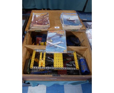 A Box of Vintage Meccano and Collection of 1946/1949 Magazines  