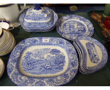 A Collection of Blue and White Dinner Wares to Include Venice Pattern, Copeland Spode Italian 