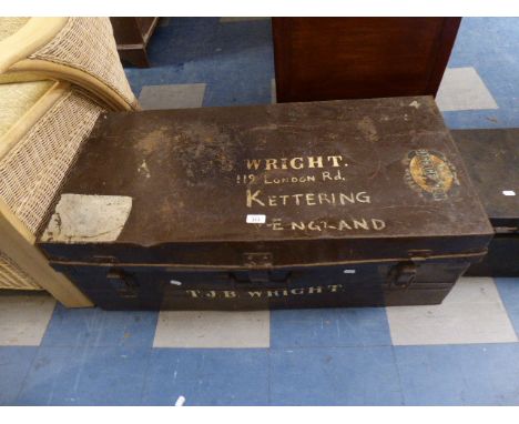 A Metal Travelling Trunk for TJB Wright, 90cm Long