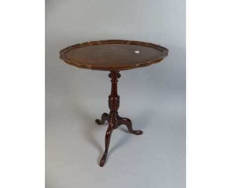 A Reproduction Oval Pie Crust Tripod Wine Table, 50cm High  