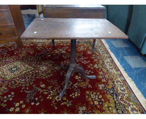 A 19th Century Mahogany Gun Barrel Tripod Table with Rectangular Snap Top 