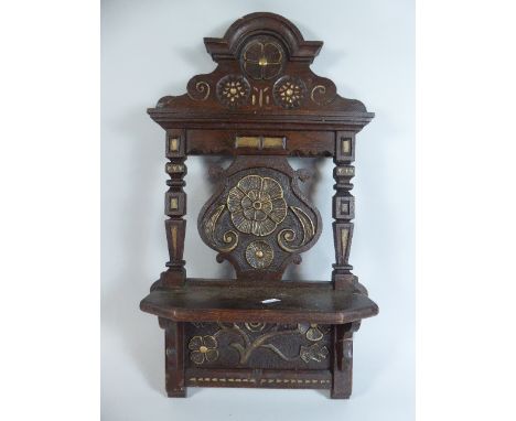 A Late Victorian Carved Wooden Gilt Decorated Wall Shelf, 58cm high 