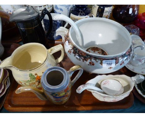 A Large Ceramic Soup Tureen and Ladle, Sauce Boats, Arthur Wood Sporting Jug etc