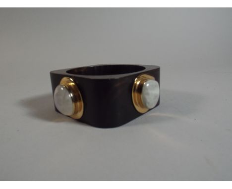 A Modern Moonstone Mounted Cubist Bangle by Isharya 