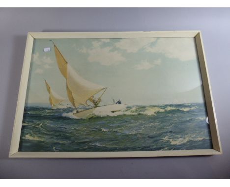 A Framed Vintage Print of a Yacht Race, 62cm Wide 