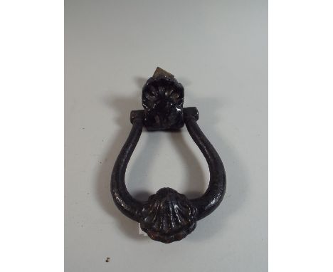 A Victorian Wrought Iron Door Knocker, 15cm high  