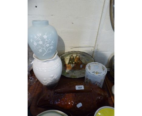 A Large Ceramic Fish Dish, Aynsley Cottage Garden Pot, Royal Doulton Series Ware Bowl, The Gallant Fishers Series (AF), Copel