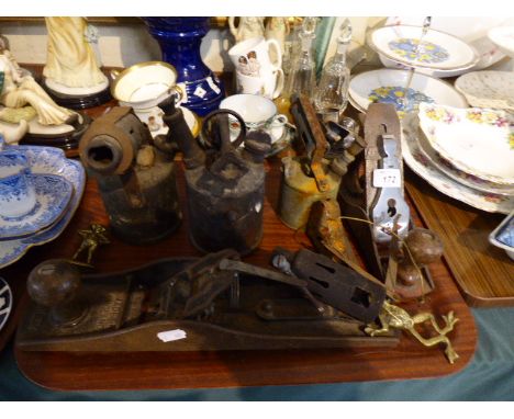 A Collection of Vintage Tools to Include Three Blow Torches, Bailey Plane etc 
