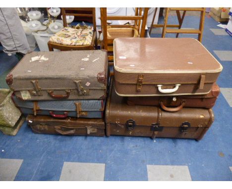 A Collection of Six Vintage Travelling Trunks