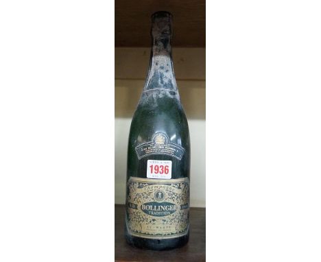 A bottle of Bollinger RD Tradition 1966 vintage champagne. Condition Report: Level just below foil.