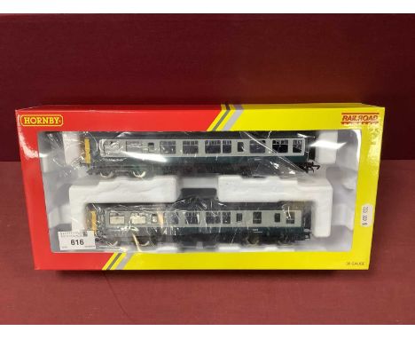 A Hornby Ref R30171 'OO' Gauge/4mm Boxed Class 110 2 Car D.M.U., BR blue and grey R/No's E52075 and E52084 - DCC ready, very 