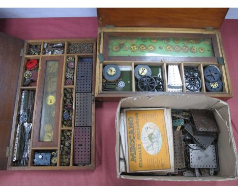 Two Early Meccano Sets, contained in their original wooden lidded compartmentalised boxes, a No. 5 and No. 6 Set; content unc