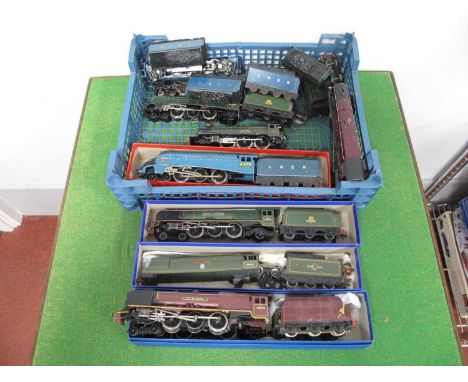 Six Hornby Dublo 'OO' Gauge/4mm Unboxed Class A4 Steam Tender 4-6-2 Locomotives for Spares or Repair, (four L.N.E.R blue and 