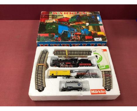 A Marklin 3 Rail 'HO' Gauge Ref No 3203 Goods Train Set, comprising Continental Outline Class 24 2-6-0 steam tender locomotiv