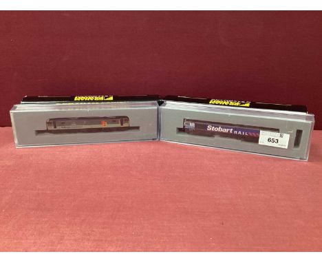 Two Graham Farish 'N' Gauge/2mm Cased Co-Co Diesel Locomotives, a Ref No 371-233 Class 47 "The Sapper" in Railfreight Distrib