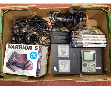 Sony PlayStation 2 (PS2) Gaming Console, Controller, Cables, Four Games. Together with a Nintendo Gameboy Pocket (Battery Cov