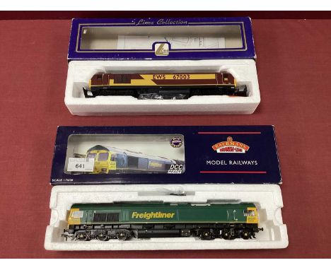 Two OO Gauge / 4mm Boxed Diesel Locomotives comprising a Bachmann Ref. No. 32.726 Co-Co Class 66, Freightliner Green Livery, 