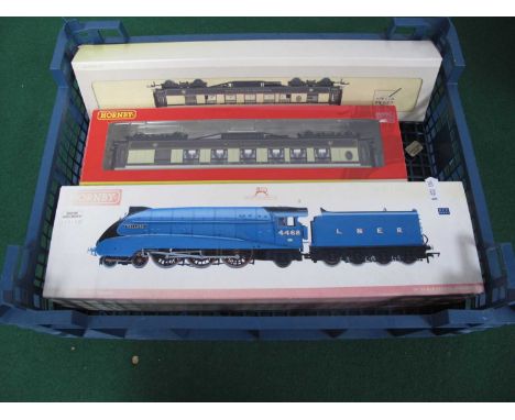 A Hornby (China) "OO" Gauge/4mm Boxed 4-6-2 Class A4 Steam Tender Locomotive, L.N.E.R blue "Mallard" R/No. 4468, plus two Hor
