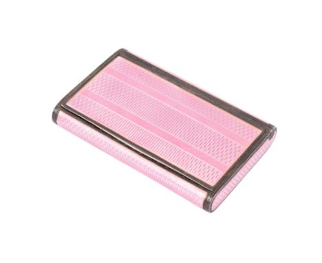 A continental Art Deco silver and enamel cigarette case. Import marked, F B Reynolds, rectangular with rounded sides and flus