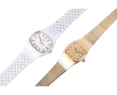 A 9ct gold cased Zenith wristwatch and a white metal Rotary. The first a Zenith quartz 6 jewels, with gilt hour markers to a 