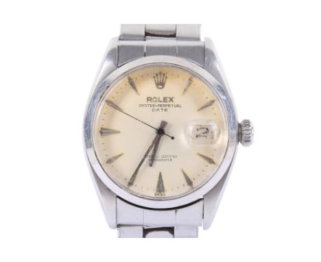 A gentleman's Rolex wristwatch. Oyster perpetual date, model ref. 6534. Serial number indicates late 1950s production. Stainl