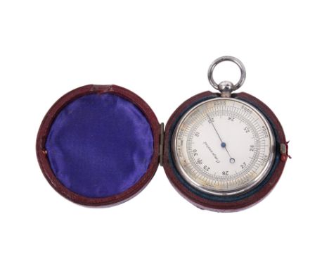 A George V silver cased pocket barometer. The chrome dial marked 'Compensated', hallmarked London 1911, (makers mark rubbed),