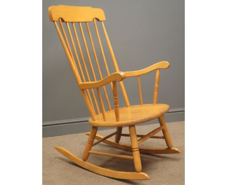 Elm and beach stick back farmhouse rocking chair, W63cm, H99cm, D76cm Condition Report Click here for further images, conditi