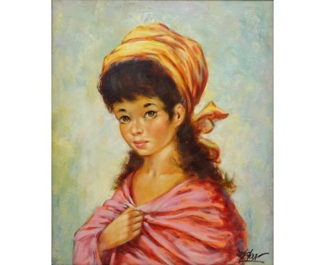 Portrait of a Young Lady, mid 20th century oil on canvas signed  Latour (French School) 59cm x 49cm Condition Report Click he