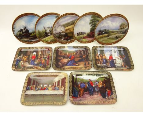Set of five Bradford exchange Davenport 'When the Trains Went By' series ltd.ed. collectors plates, by Don Breckon & set of f