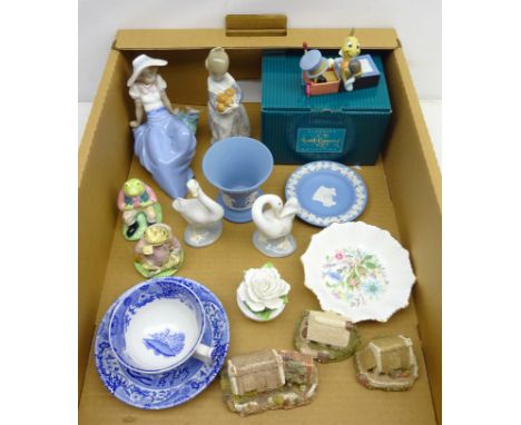 Beswick Beatrix Potter figure 'Jeremy Fisher', Wedgwood 'Hopfellow' figure, Lladro 'Orange Seller' & two geese, Nao figure, S