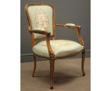 French style bedroom chair upholstered in tapestry cover, W56cm Condition Report Click here for further images, condition, au