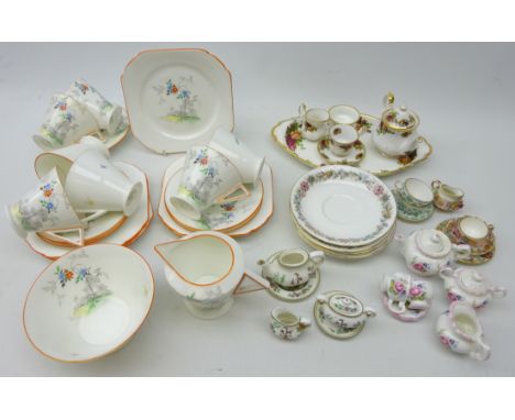 Shelley Art Deco part teaware comprising six tea cups and saucers, six tea plates, sugar bowl and milk jug, 'Rd 756533', vari