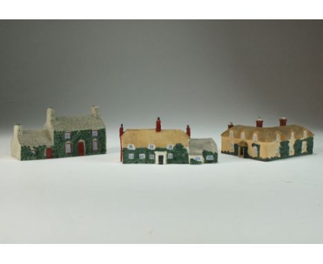 Three W H Goss cottages comprising 'Portman Lodge', a 'Model of the Birthplace of Thomas Hardy, the Wessex Poet' and 'Rt Hon.