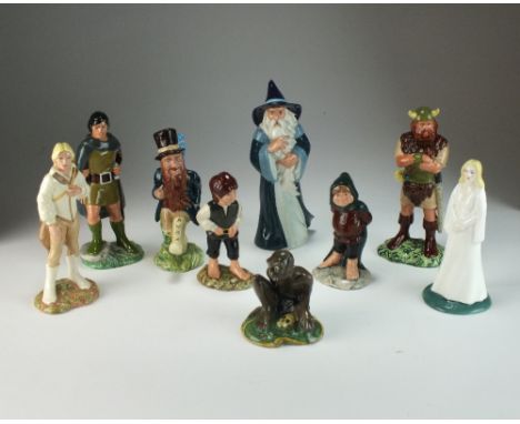 A part set of nine Royal Doulton Lord of the Rings figures comprising Gollum, Boromir, Gandalf, Samwise, Frodo, Tom Bombadil,