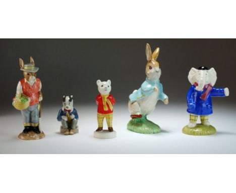 Three John Beswick Rupert the Bear storybook figures, comprising Rupert the Bear, Bill Badger and Edward Trunk (with certific