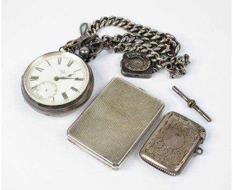 A Gentleman's 19th century silver open face pocket watch, the white enamel dial with black Roman numerals and subsidiary seco