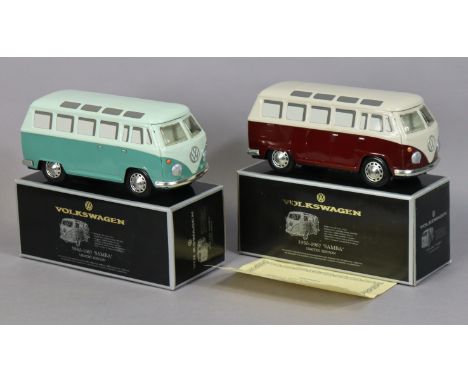 Two Ichiko Limited Edition scale model Volkswagen 1950-1967 “Samba” camper vans; both boxed. 