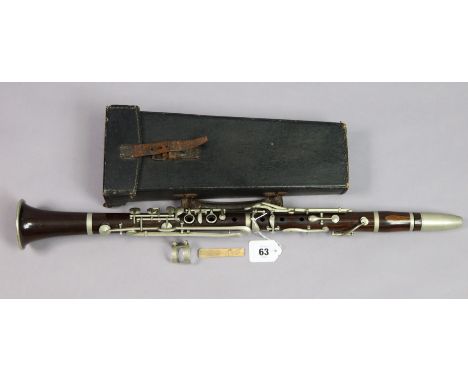 A 1950’s John Grey &amp; Sons of London clarinet, 64.5cm long, with case. 
