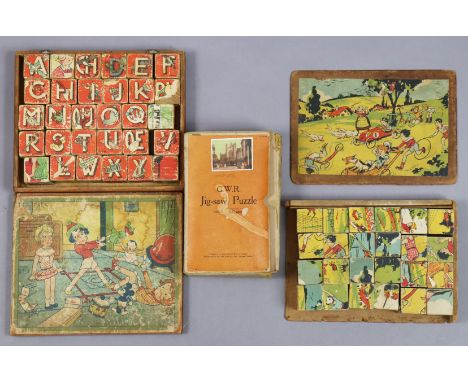 A Chad Valley G.W.R. jig-saw puzzle “Bath”; &amp; two sets of building blocks. 
