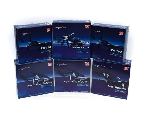 Hobbymaster 1:48 Scale Aircraft Group HA7806 RAF Spitfire MkII, HA7807 RAF Spitfire MkVa, HA7110 Spitfire MkXIV, 2xHA7410 FW1