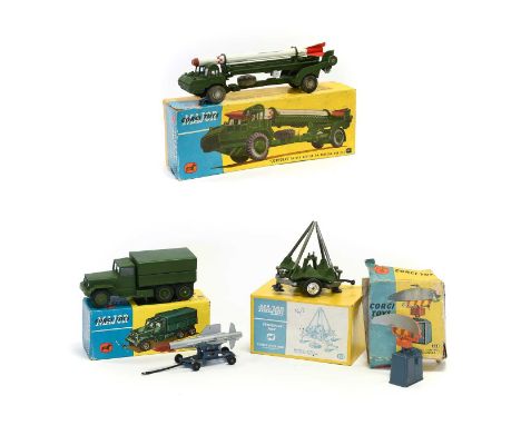 Corgi Military 1113 Corporal Guided Missile On Erector Vehicle (G-E, nose cone deteriorated, box G-F) 1124 Missile launching 