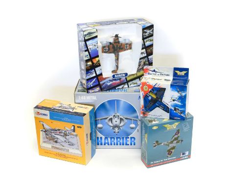 Various Scale Model Aircraft Franklin Mint Messerschmitt Bf109; Collection Armour 1:48 Harrier; Corgi Aviation Archive AN3222