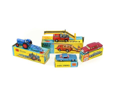 Corgi Various Models  64 Working conveyor on Forward control Jeep (E, no figure or sacks, box G-F, taped) Gift Set No.13 Ford