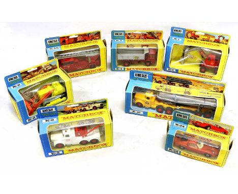 Matchbox Kingsize Models In Window Boxes K1 Hydraulic excavator, K2 Scammell heavy wreck truck, K4 Leyland tipper, K8 Caterpi