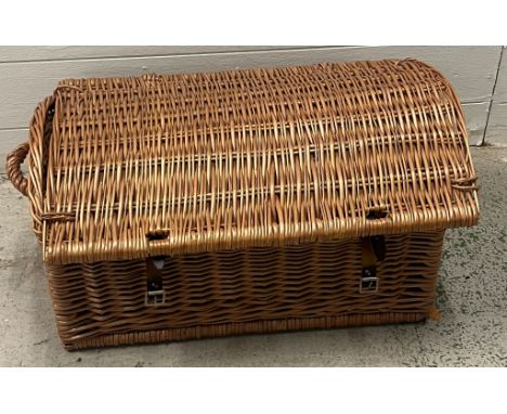 A wicker domed hamper 