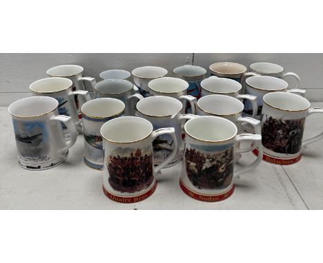 A selection of commemorative ceramic picture tankards various makers to include Danbury Mint and Wedgewood 