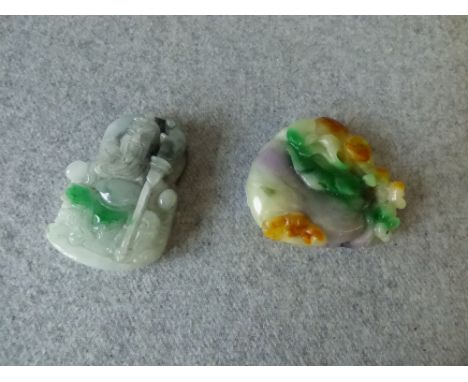 Jade carving of an immortal, 5Lcm &amp; another carving of a pod 4.5Lcm
